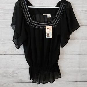 NWT Mudd sheer black top